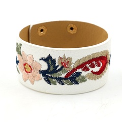 Leather Korea Flowers bracelet  (white)  Fashion Jewelry NHHM0060-white