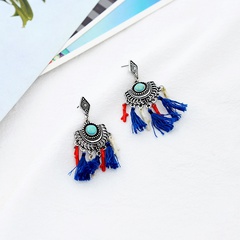 European and American Exaggerated and Personalized Metal Acetate Plate Earrings New Bohemian Earrings Tassel Retro Stud Earrings for Women