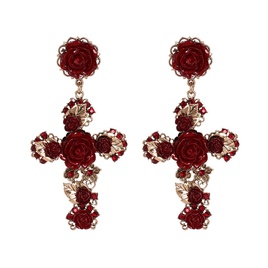 Alloy Fashion Cross earring  red  Fashion Jewelry NHJJ5613redpicture4