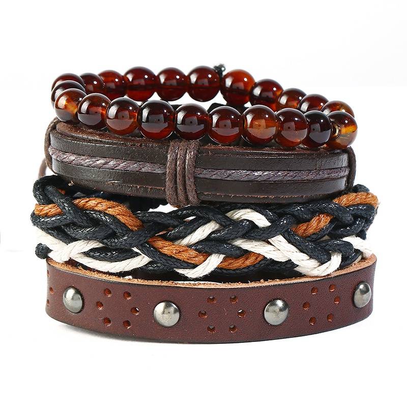 Leather Fashion bolso cesta bracelet  Fourpiece set  Fashion Jewelry NHPK2242Fourpieceset
