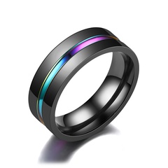 European and American Fashion New Style High-End Elegant Noble Black Slotted Room Colorful Men's Domineering Ring Manufacturer Sales