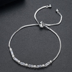 Alloy Korea Geometric bracelet  (White zirconium white alloy-T14B19)  Fashion Jewelry NHTM0657-White-zirconium-white-alloy-T14B19
