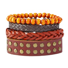 Leather Fashion Geometric bracelet  (Four-piece set)  Fashion Jewelry NHPK2250-Four-piece-set