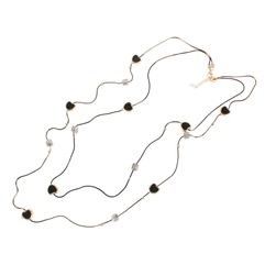 Adorno de cristal en forma de corazón elegante collar de doble capa largo suéter collar de cadena F1310