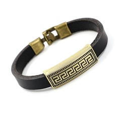 Unisex Geometric Alloy Ornamental Leather Bracelets & Bangles HM190411116728