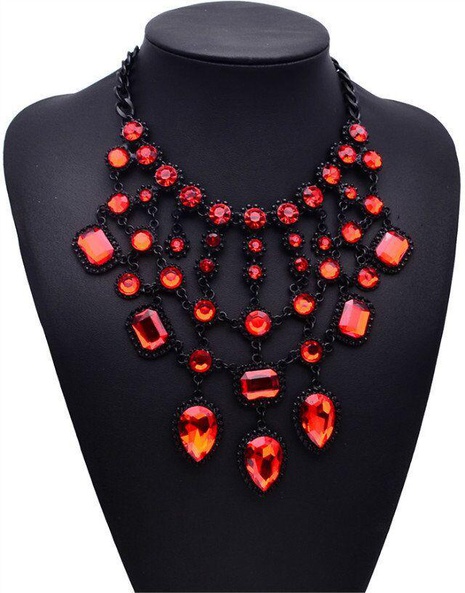 Womens geometric rhinestone alloy Necklaces JQ190416117439's discount tags
