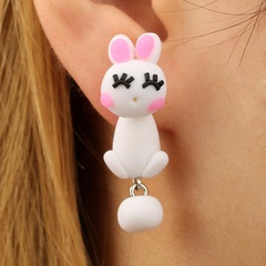Feminine / Zodiac Soft Pottery  Cute cartoon cute white cute rabbit split Earrings GY190416117547