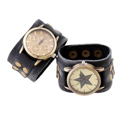 Unisex geometric leather Punk wide leather atmospheric vintage leather Bracelets & Bangles PK190416117734