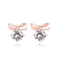 Womens Simple and sweet, cute and lovely  Bow Copper Earrings CT190429119769