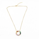 Womens geometric inlaid zircon copper plated   minimalist Necklaces NHAS121028picture5