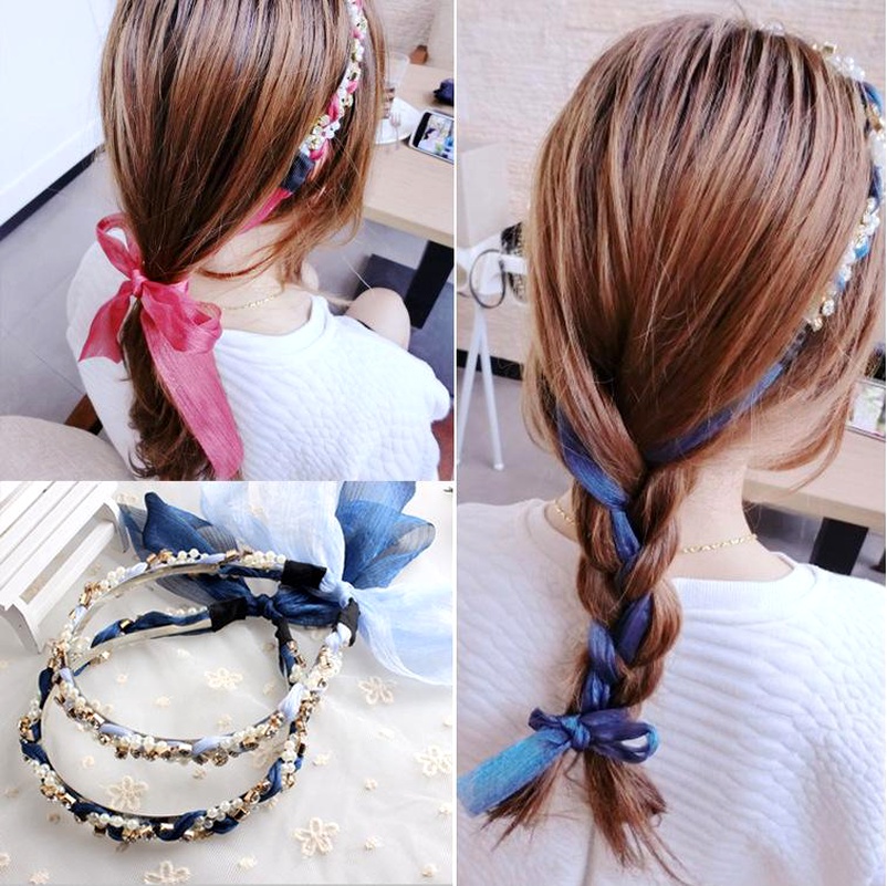 Koreanisches ses Stirnband Koreanisches Streamband Stirnband Japanisches und koreanisches Perlen haarband Haarschmuck geflochtene Haarband