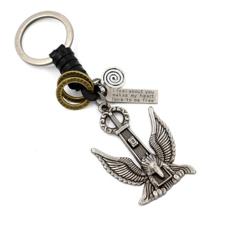 Vintage braided eagle alloy keychain NHHM121288's discount tags