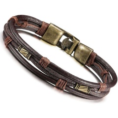 Mens geometric Brown woven leather rope leather Bracelet NHHM121363