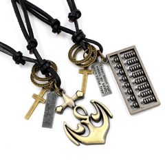 Mens geometric plating Vintage alloy abacus leather  Necklaces NHHM121447
