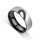 Couple Heart Shaped Half peach heart couple  Stainless Steel Rings NHTP121497picture3