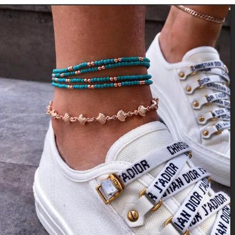 Fashion Unisex Geometry Pattern blue beaded shell  Alloy ankle bracelet NHGY121563's discount tags