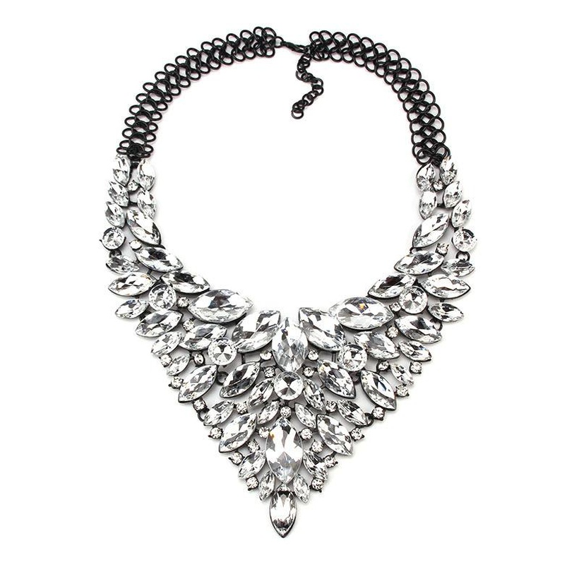 Womens geometric inlay imitated crystal alloy Jiaqi jewelry Necklaces ...
