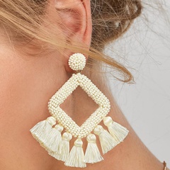 Womens Geometric Plastic Fringe weaving  Resin Earrings NHJQ122795
