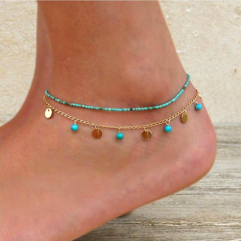Womens Geometric Alloy Bead Magnesium ankle bracelet NHMD123362