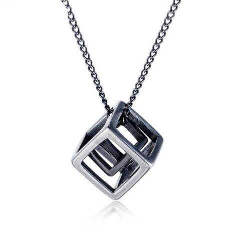 Mens Geometric Plated Titanium Steel Necklaces NHOP123627's discount tags