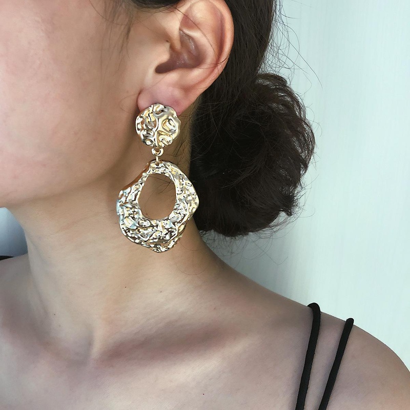 Womens Geometry Electroplated Metal Earrings NHXR124105