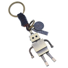 Punk hand gewebte Leder Schlüssel bund Legierung Roboter Retro Leder Schlüssel bund Kreativer kleiner Geschenk anhänger