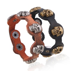 Unisex geometric leather Vintage taro cowhide Bracelets & Bangles NHPK120768