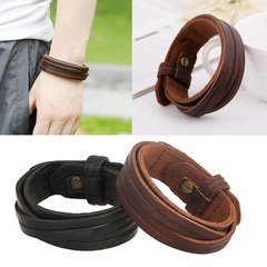 Unisex geometric leather  Vintage wide leather cowhide Bracelets & Bangles NHPK120779