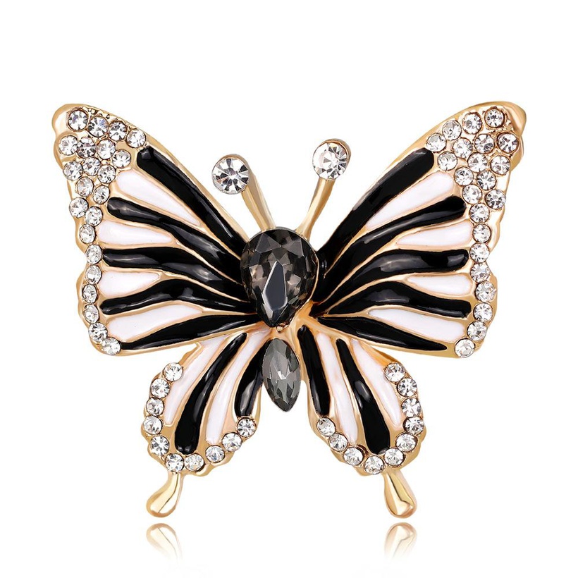 Bijoux Fantaisie Broches | Nouvelle Europen Et Amricain Populaire Ornement Noir Papillon Baisse De Ptrole Diamant Corsage Femelle Alliage Diamant Plaqu Kc Spot - OC67170