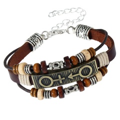 Handmade beaded cowhide leather Bracelets & Bangles NHPK127799