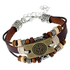 Vintage weaving peace leather Bracelets & Bangles NHPK127837