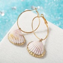 Creative retro circle inlaid alloy scallop earrings NHPJ127975picture6