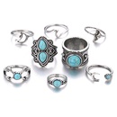 Creative retro sea fish tail embedded turquoise ring set 8 piece set NHPJ128290picture12