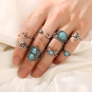 Creative retro sea fish tail embedded turquoise ring set 8 piece set NHPJ128290picture11