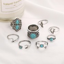 Creative retro sea fish tail embedded turquoise ring set 8 piece set NHPJ128290picture13