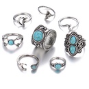 Creative retro sea fish tail embedded turquoise ring set 8 piece set NHPJ128290picture15