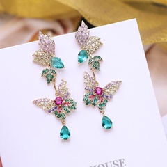 Fashion micro-inlaid zircon butterfly earrings NHDO129003