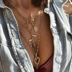 Grenz überschreitende Accessoires Europäische und amerikanische neue mehr schicht ige Damen Halskette Kreuz Handfläche Rose Liebe Anhänger Kombination Halskette