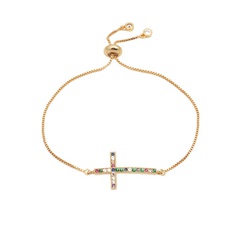 Stylish luxury color zircon adjustable cross bracelet NHYL129529