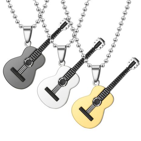 Hot music guitar fashion couple necklace NHTP129973's discount tags