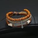Vintage Beaded Alloy Cross Multilayer Wood Beads Leather Leather Bracelet NHPK129838picture3