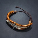 Vintage Beaded Alloy Cross Multilayer Wood Beads Leather Leather Bracelet NHPK129838picture4
