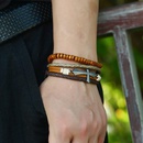 Vintage Beaded Alloy Cross Multilayer Wood Beads Leather Leather Bracelet NHPK129838picture5