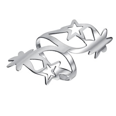 Temperament exaggerated hollow stainless steel five-pointed star ring NHHF129926