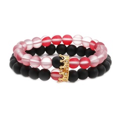 Europäischer und amerikanischer Schmuck rot gefrostete Mondstein Krone Armband Perlen Set Herren-und Damen armband Crown Bracelet
