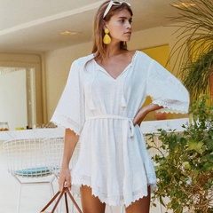 Europäischer und amerikanischer neuer Stil Rayon V-Ausschnitt Strandrock Bikini Bluse Strandurlaub Rock Badeanzug Sonnenschutz kleidung Frauen