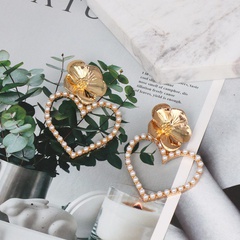 Fashion Women Heart-Shaped Flower Beads Alloy Earrings NHJJ133644