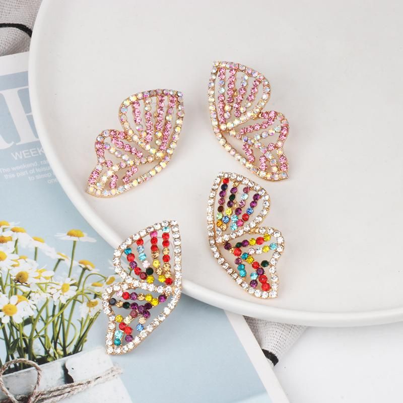 Fashion Women Rhinestone Butterfly Wing Earrings NHJJ133665
