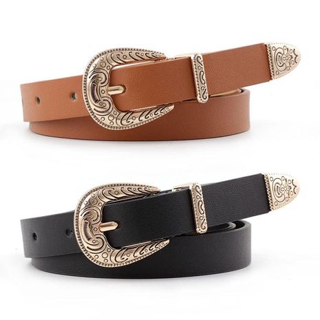 Fashion retro woman leather metal buckle belt strap for dress jeans NHPO134118's discount tags