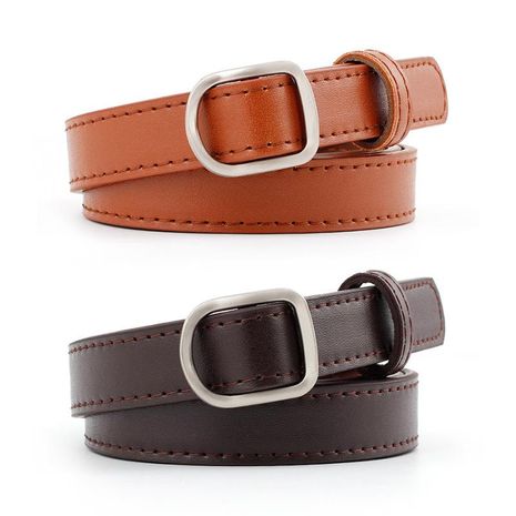 Fashion woman leather metal smooth buckle belt strap for dress jeans NHPO134120's discount tags